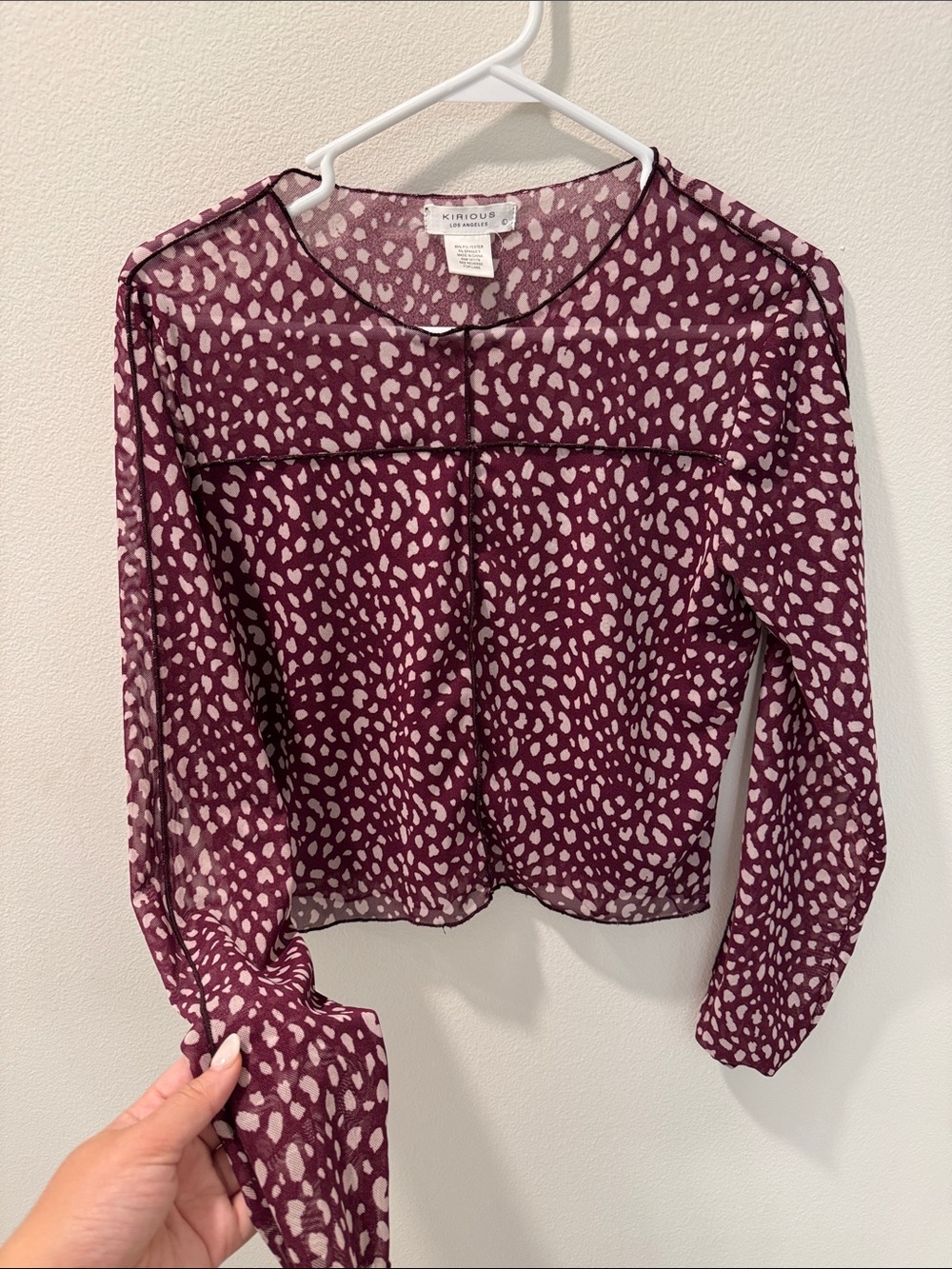 Plum Printed Long-Sleeve Blouse
